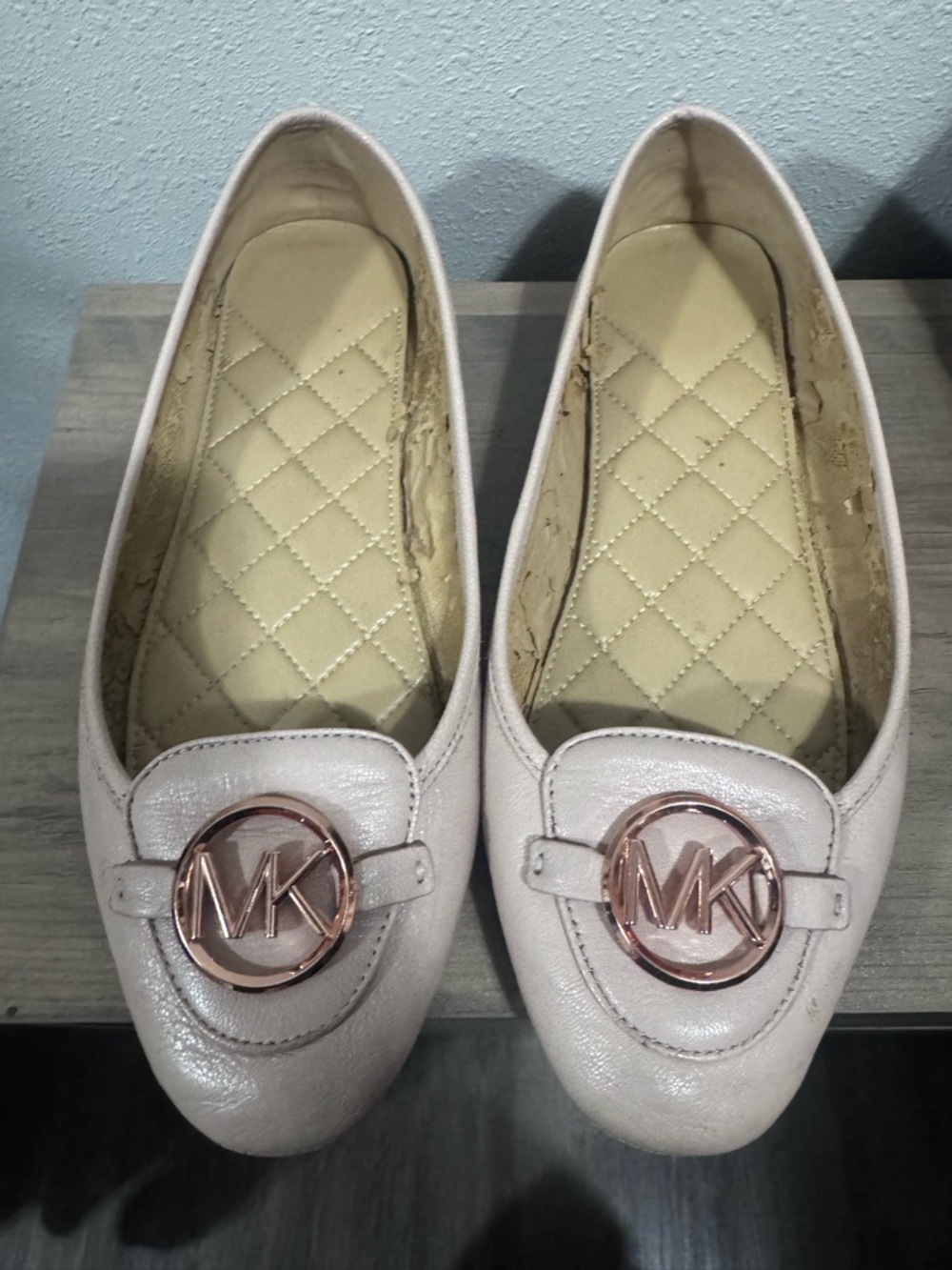Michael Kors Blush Pink Leather MK Logo Loafers